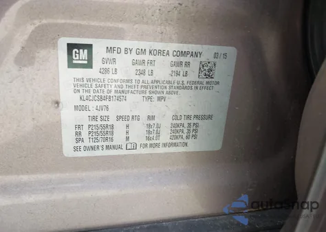 2015 Buick Encore from USA, damaged, VIN KL4CJCSB4FB174574